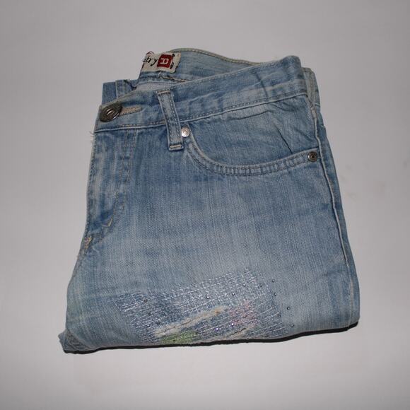 Y2K Diesel 100% Cotton Denim Jeans With Embroidery Patches And Gems - Picture 1 of 8